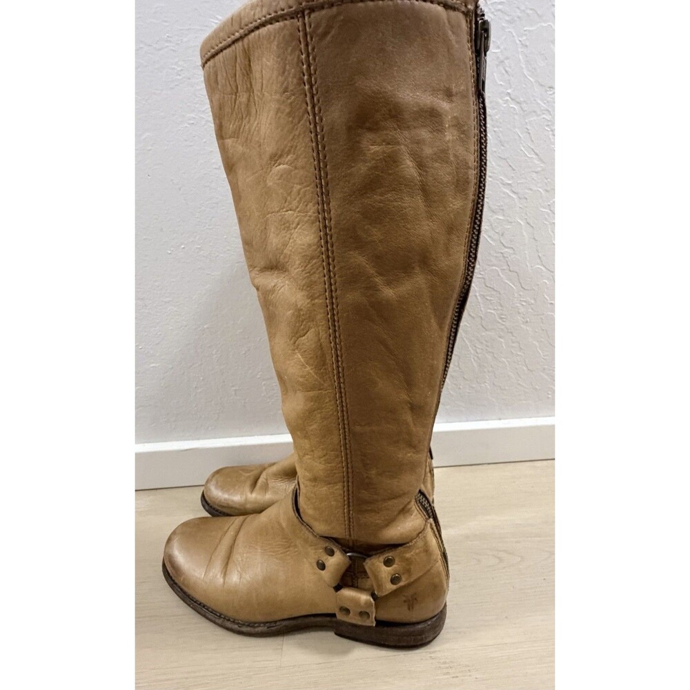 FRYE 76850 PHILLIP HARNESS Tall Back Zip Leather Motorcycle Riding Boots Sz 7 - Picture 5 of 8